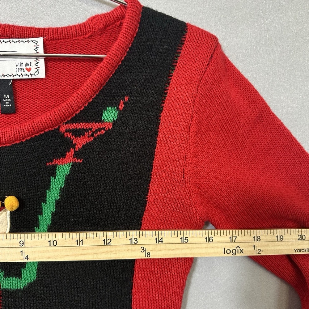 Christmas Elf Sweater Dress Red Holiday Ugly Sweater Party Dress Women's Medium - Picture 6 of 11